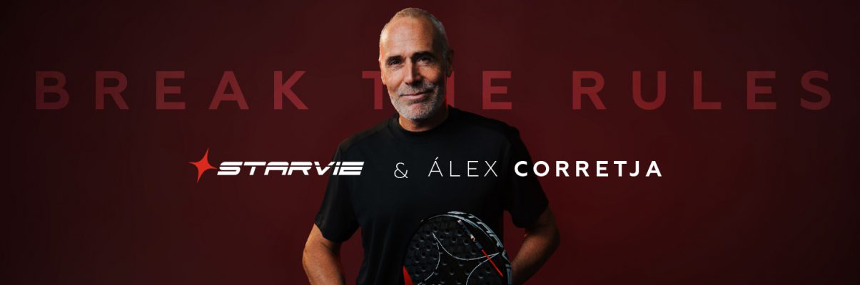 Alex Corretja con una pala STARVIE y el lema Break the rules