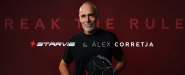 Alex Corretja con una pala STARVIE y el lema Break the rules