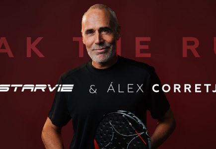 Alex Corretja con una pala STARVIE y el lema Break the rules